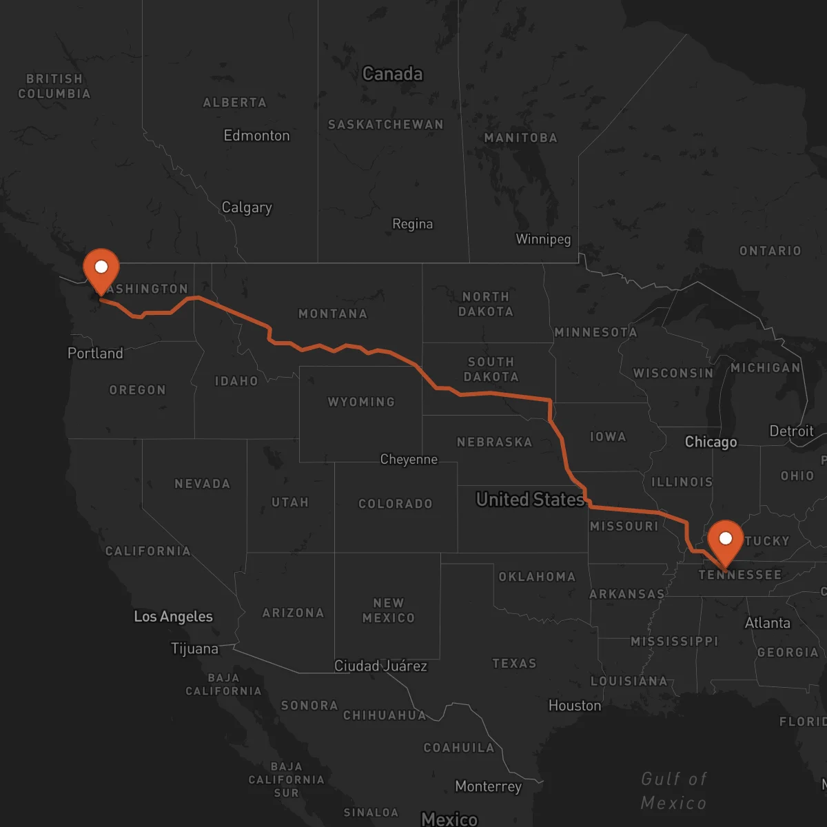 Ruta Nashville - Seattle