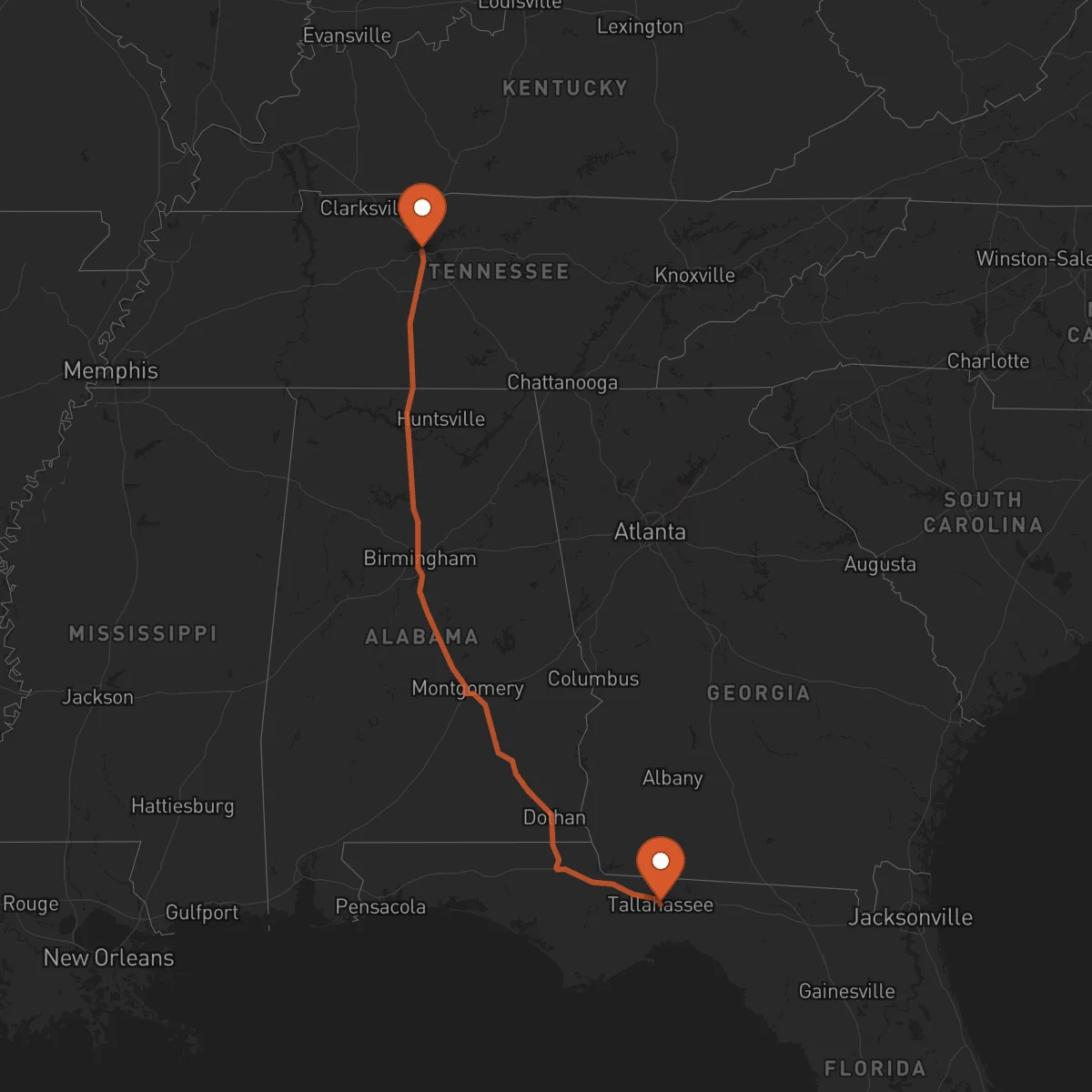 Ruta Nashville - Tallahassee