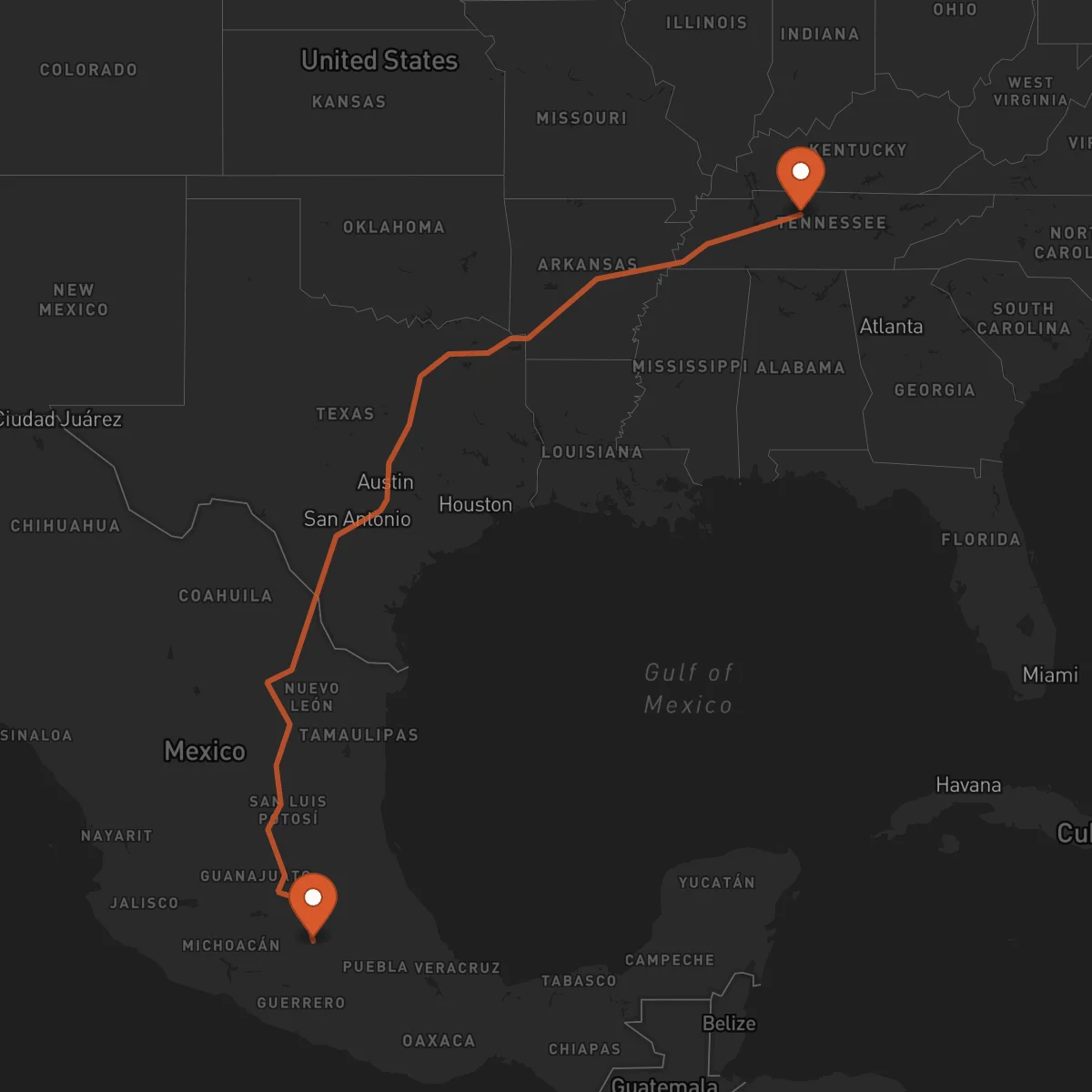 Ruta Nashville - Toluca