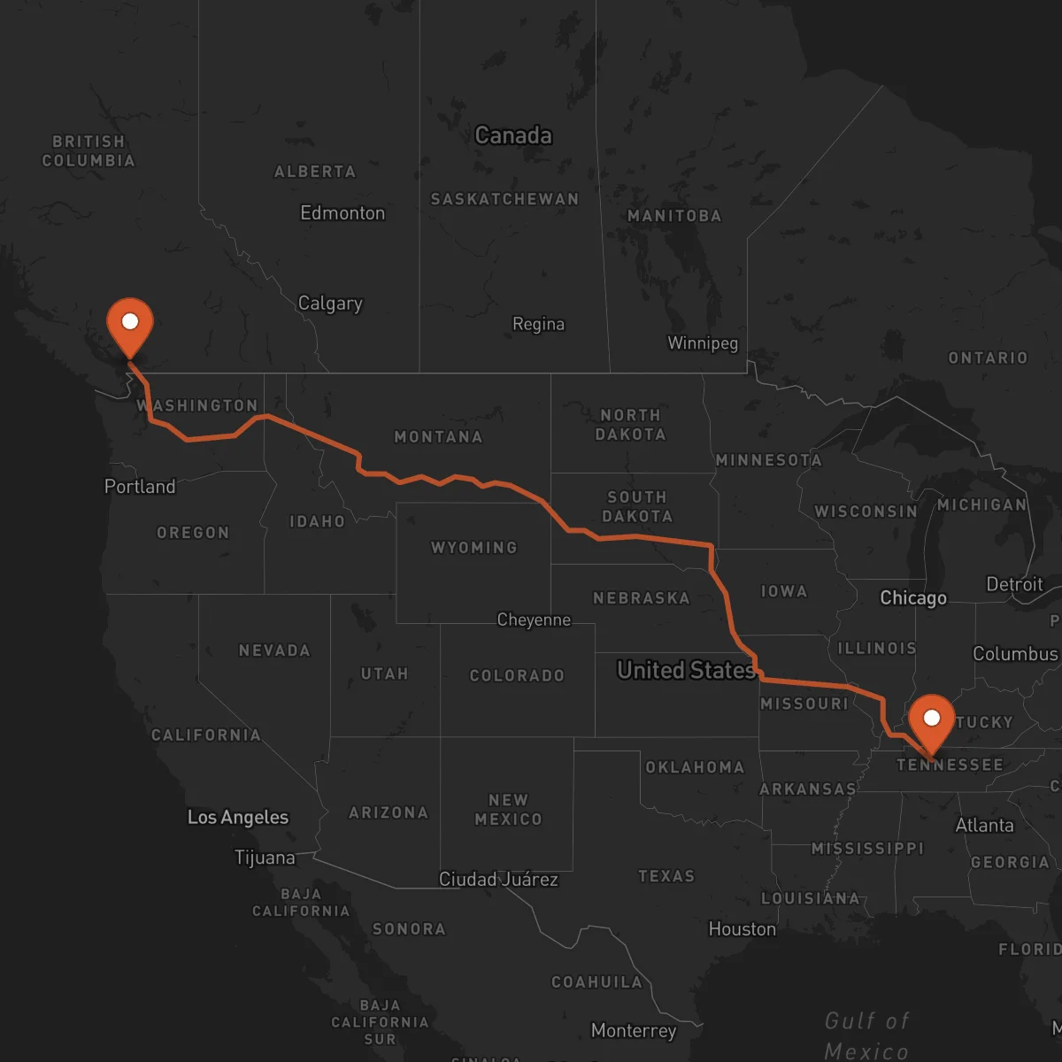 Ruta Vancouver - Nashville