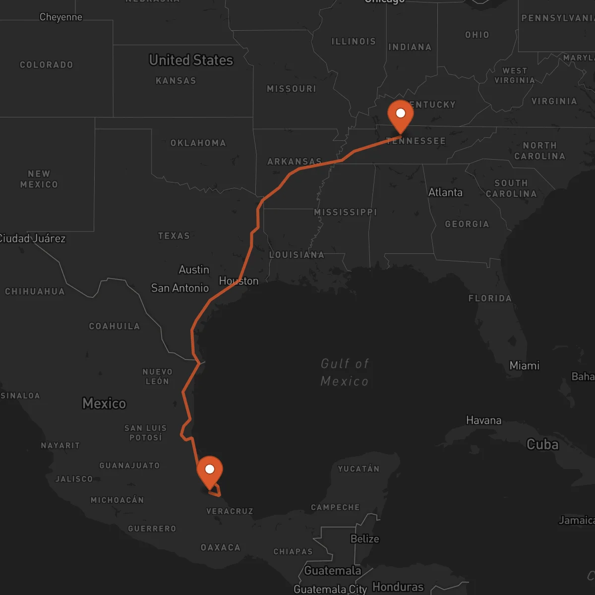 Ruta Nashville - Xalapa
