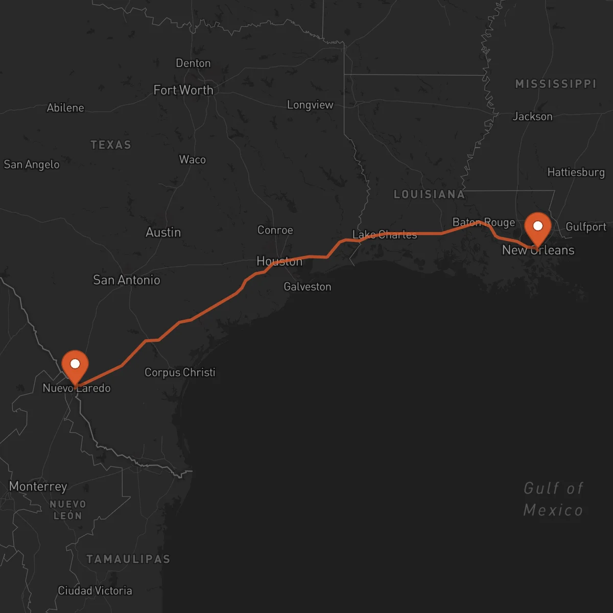 Ruta Nuevo Laredo - New Orleans