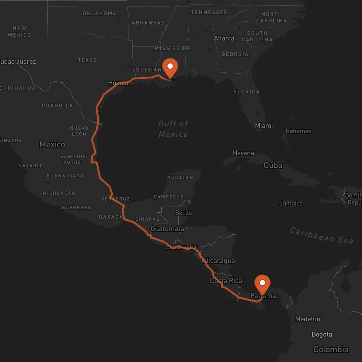 Ruta New Orleans - Penonomé