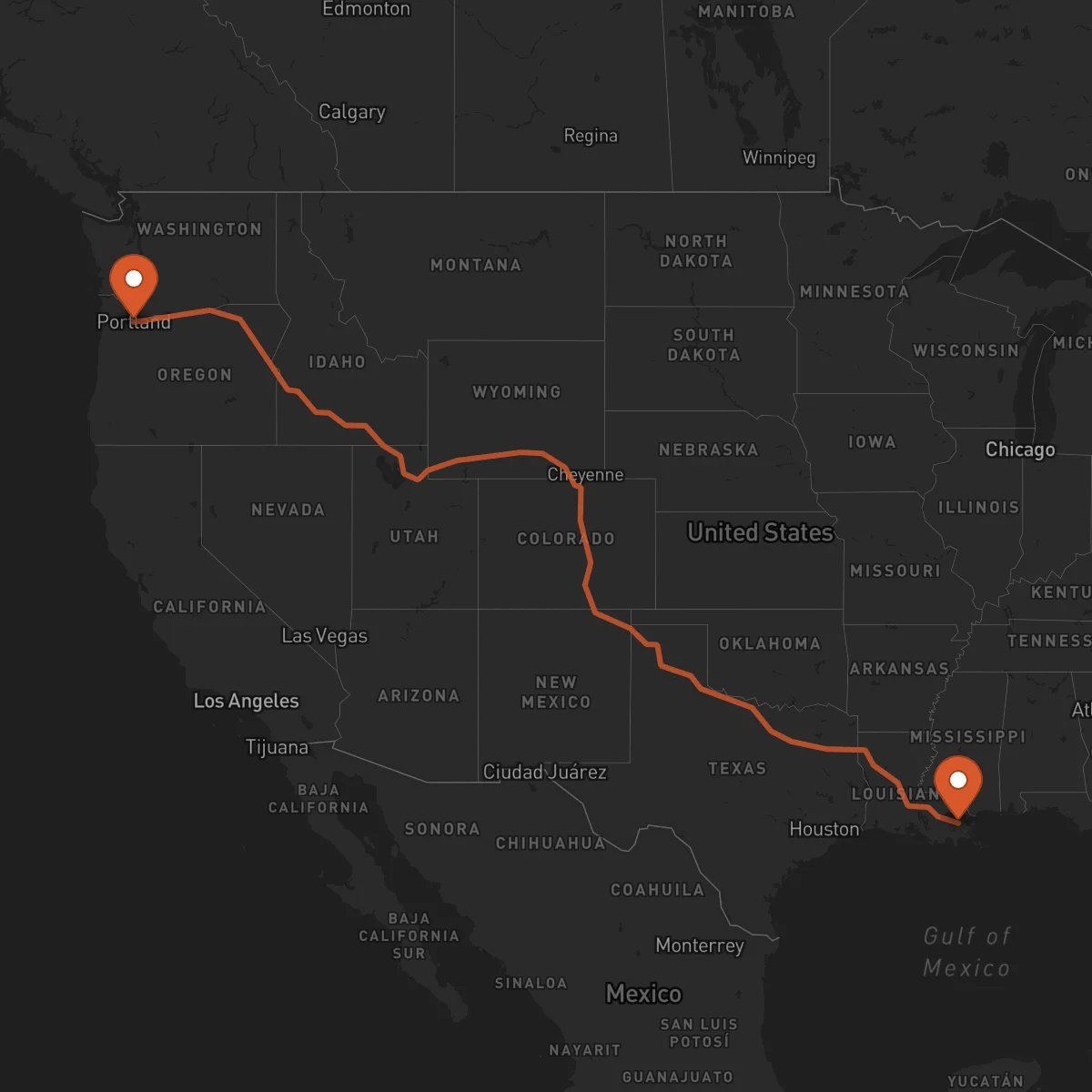 Ruta New Orleans - Portland