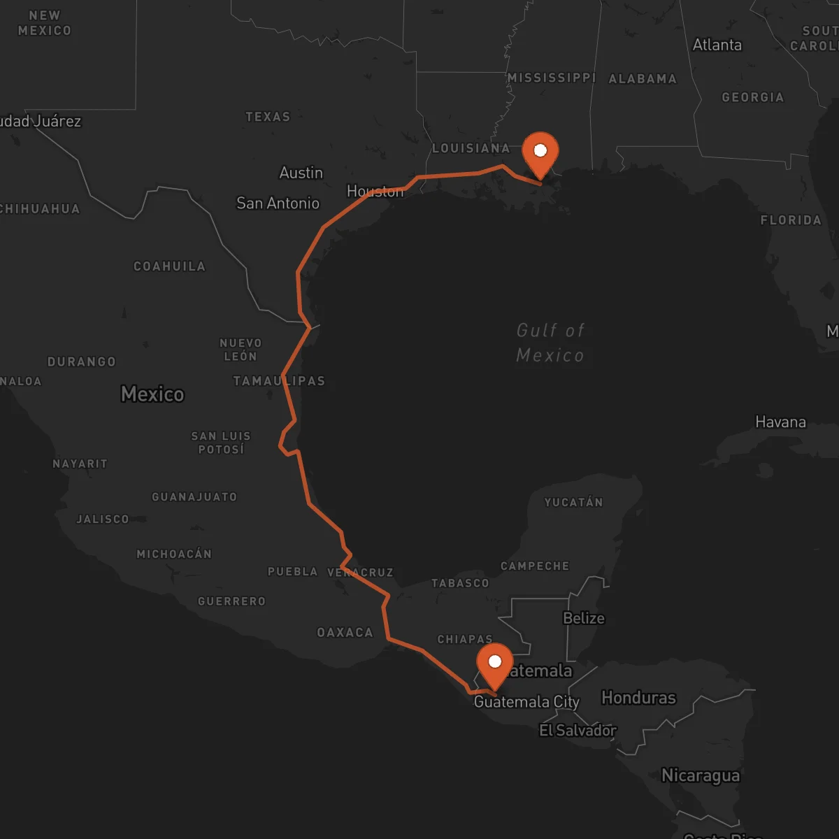 Ruta Quetzaltenango - New Orleans