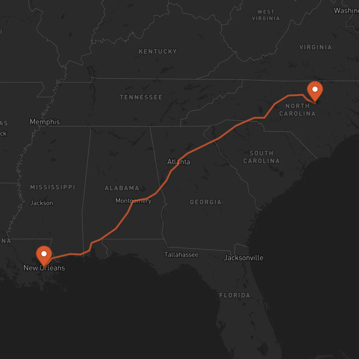 Ruta Raleigh - New Orleans