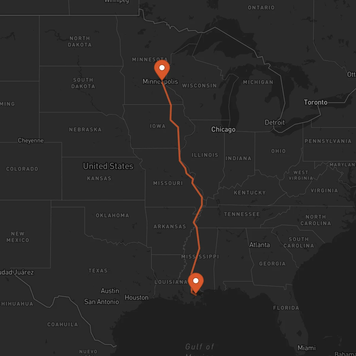 Ruta New Orleans - Saint Paul