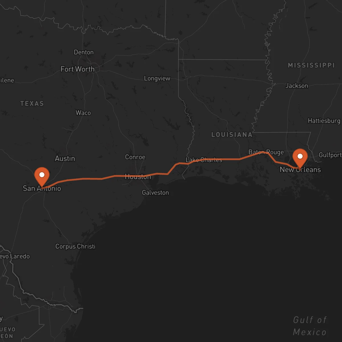 Ruta New Orleans - San Antonio