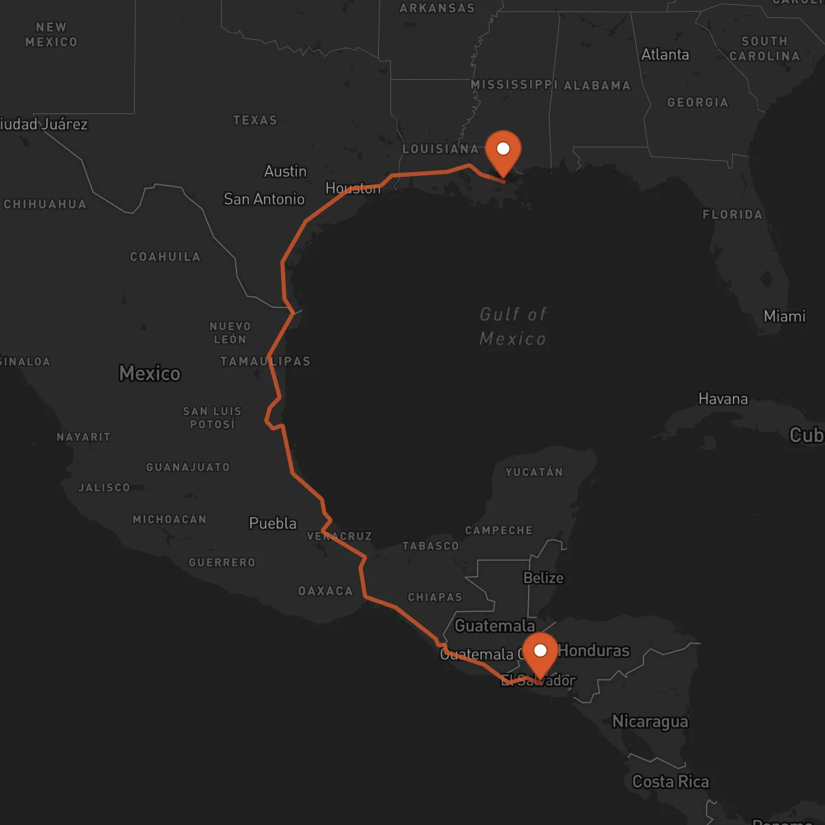 Ruta New Orleans - San Vicente