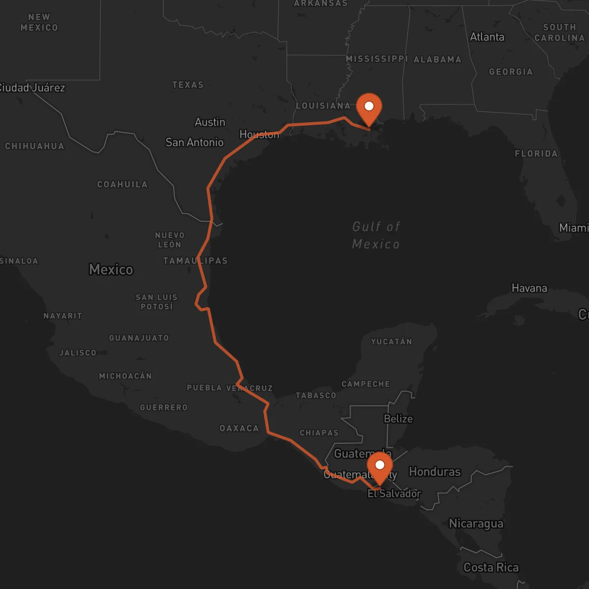 Ruta Santa Ana - New Orleans