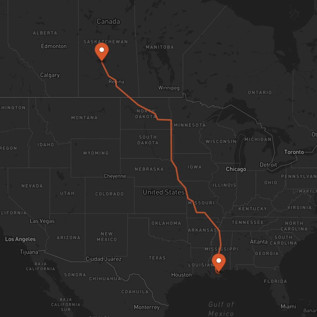 Ruta New Orleans - Saskatoon