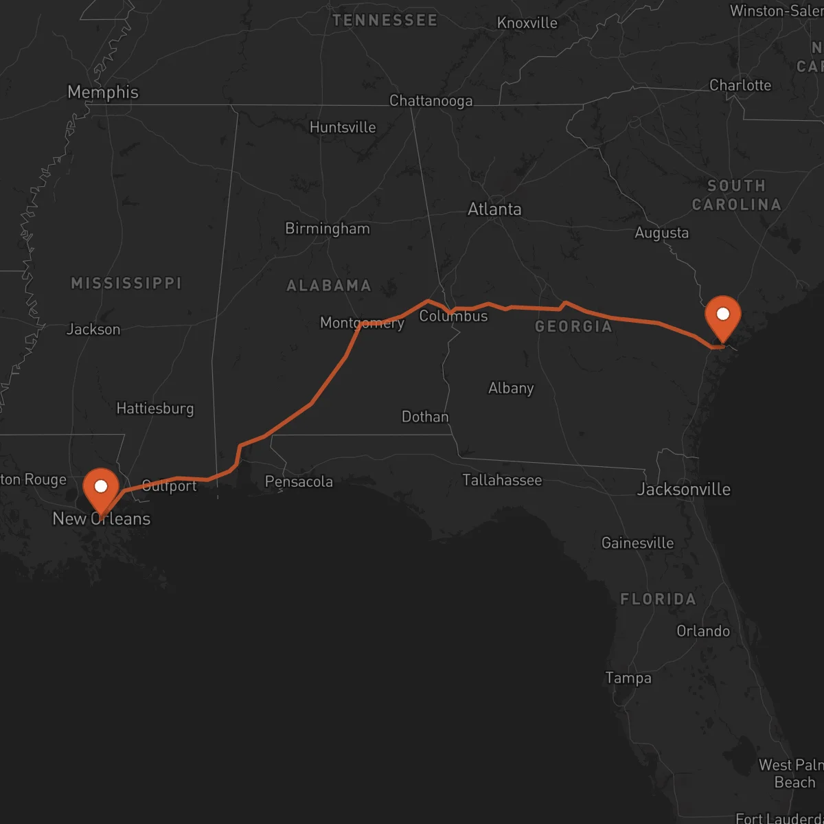 Ruta Savannah - New Orleans