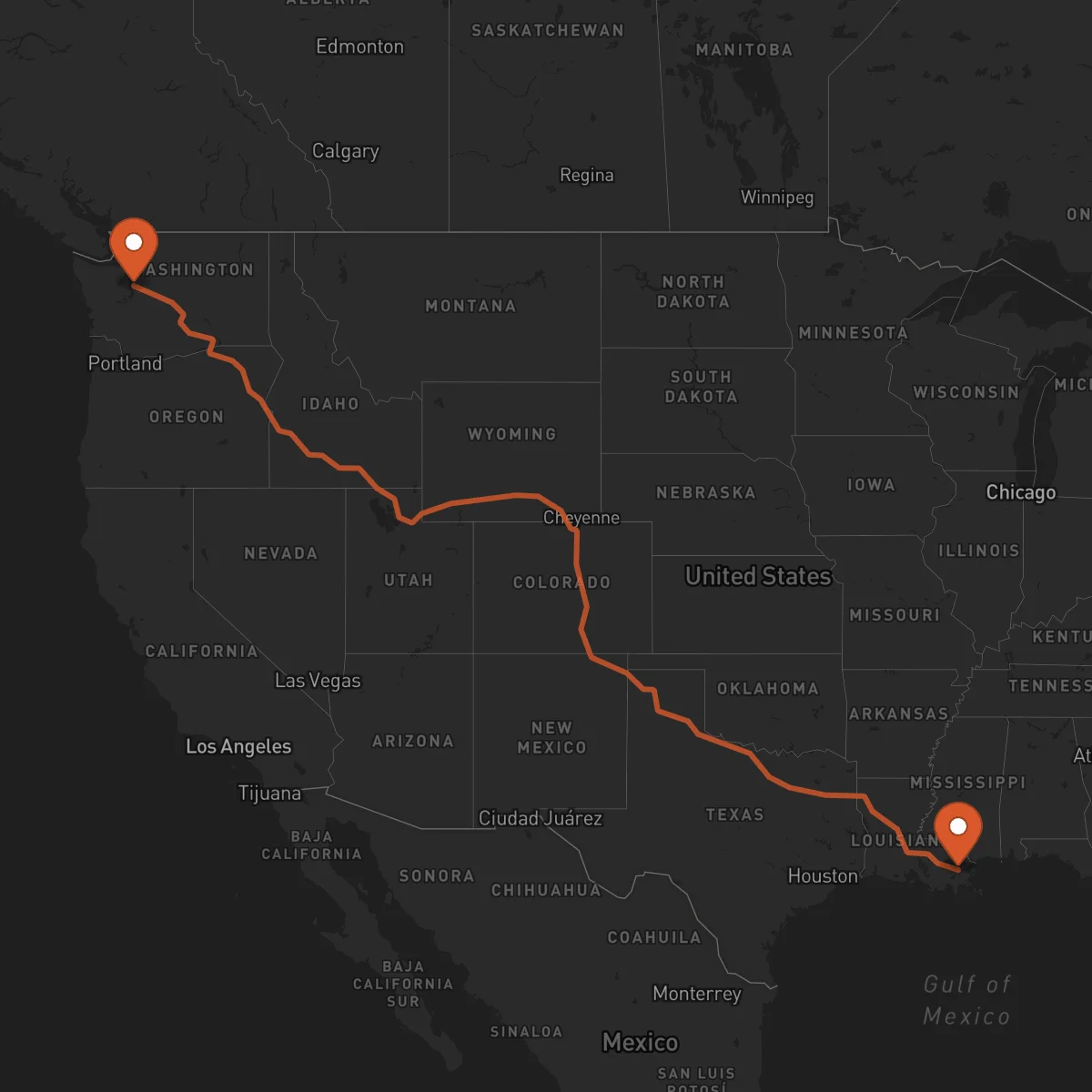Ruta Seattle - New Orleans