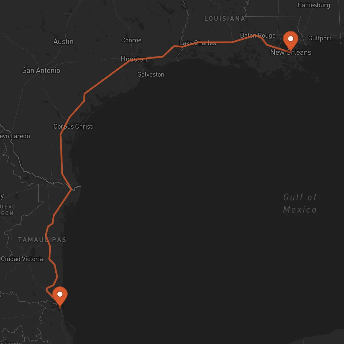Ruta Tampico - New Orleans