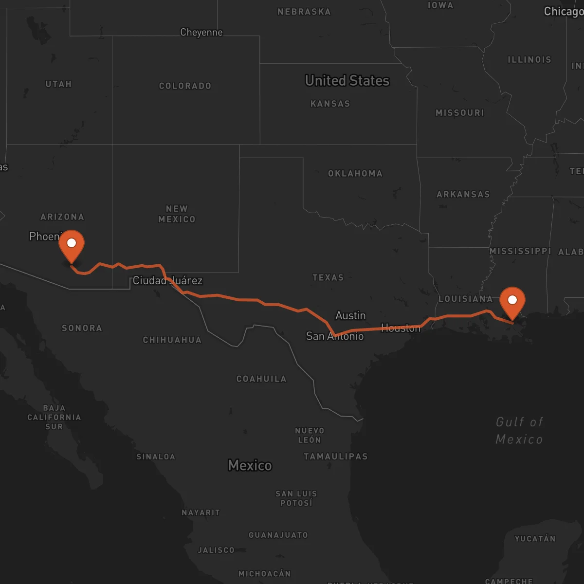 Ruta La Nouvelle-Orléans - Tucson