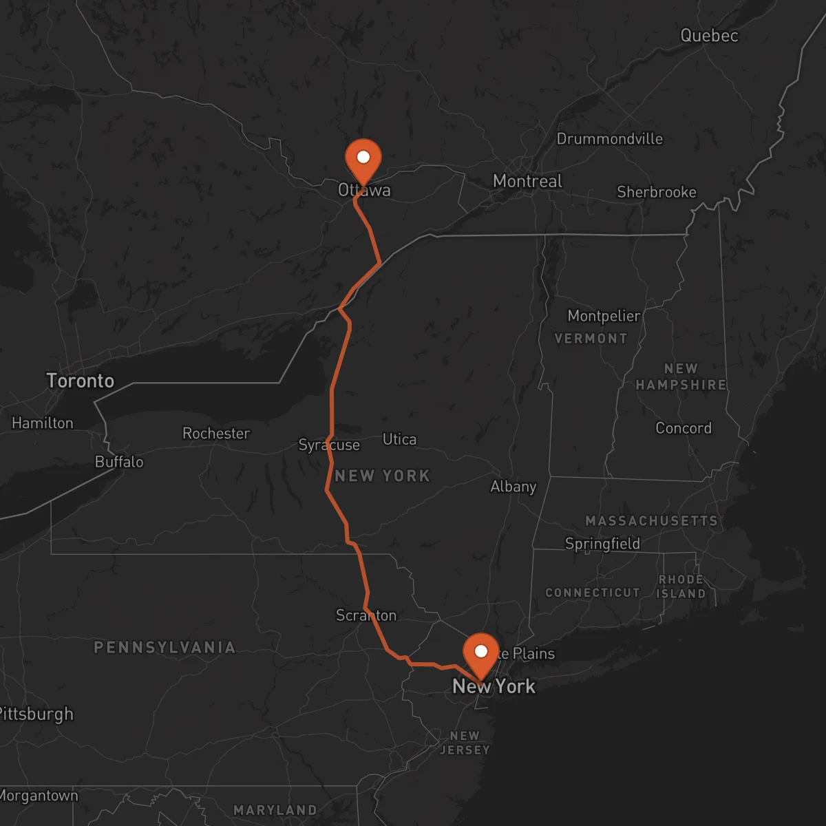 Ruta Newark - Ottawa
