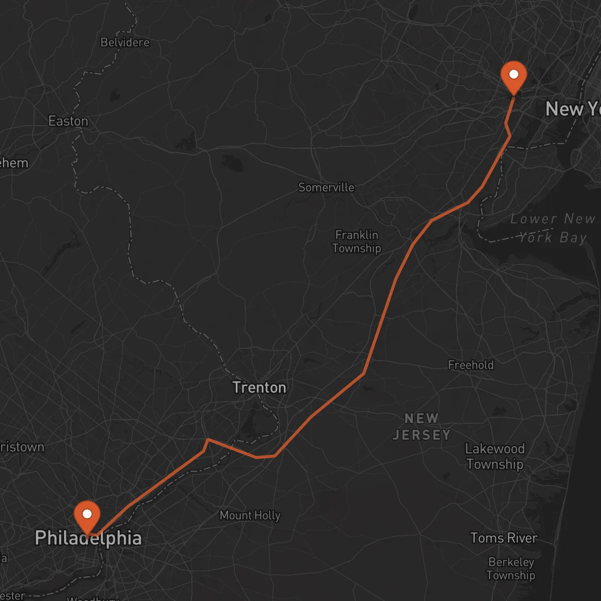Ruta Newark - Philadelphia