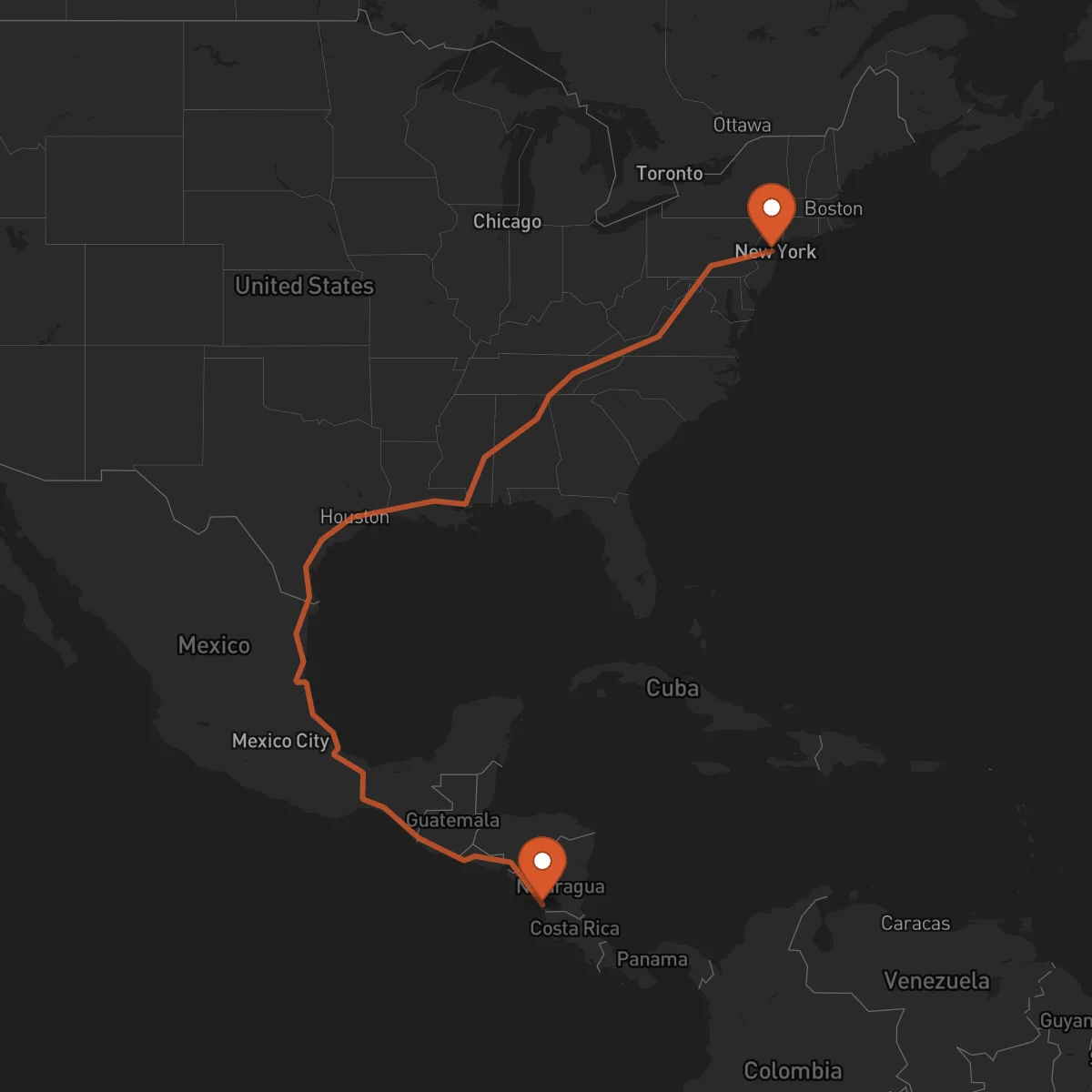 Ruta Newark - Rivas