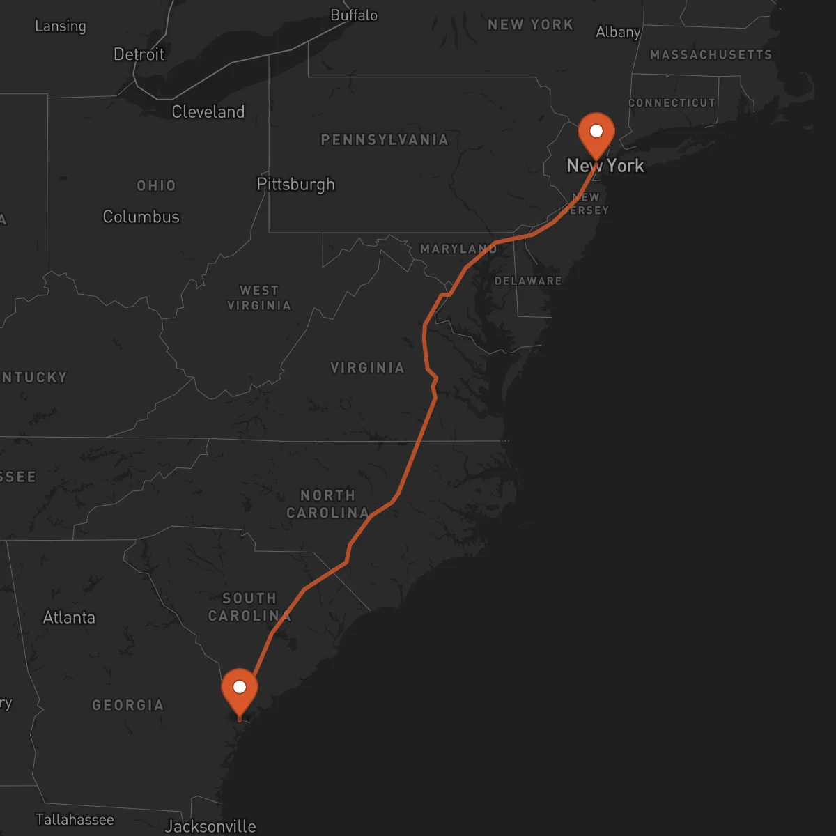 Ruta Newark - Savannah