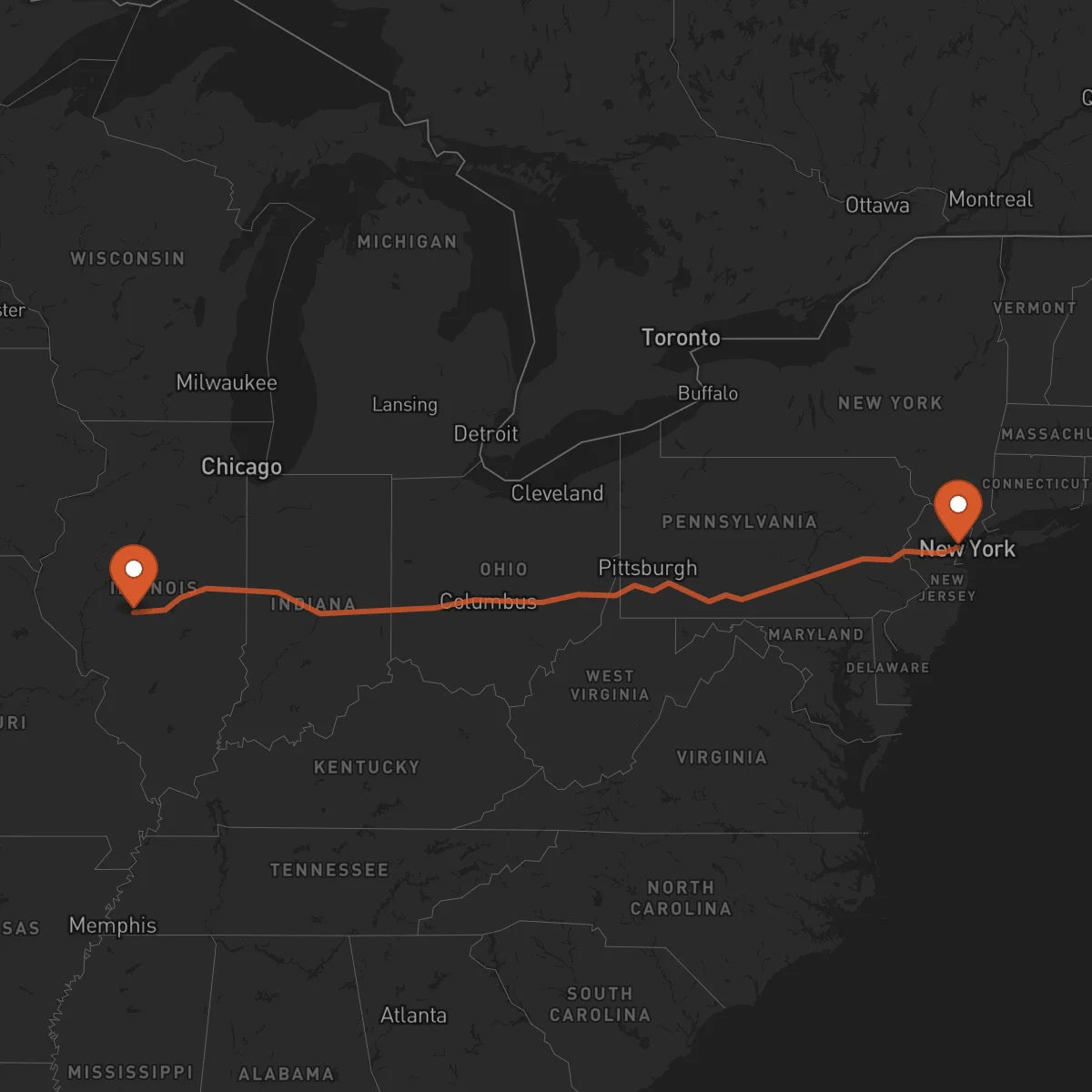 Ruta Newark - Springfield