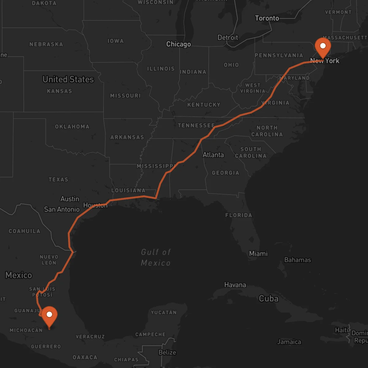 Ruta Newark - Toluca