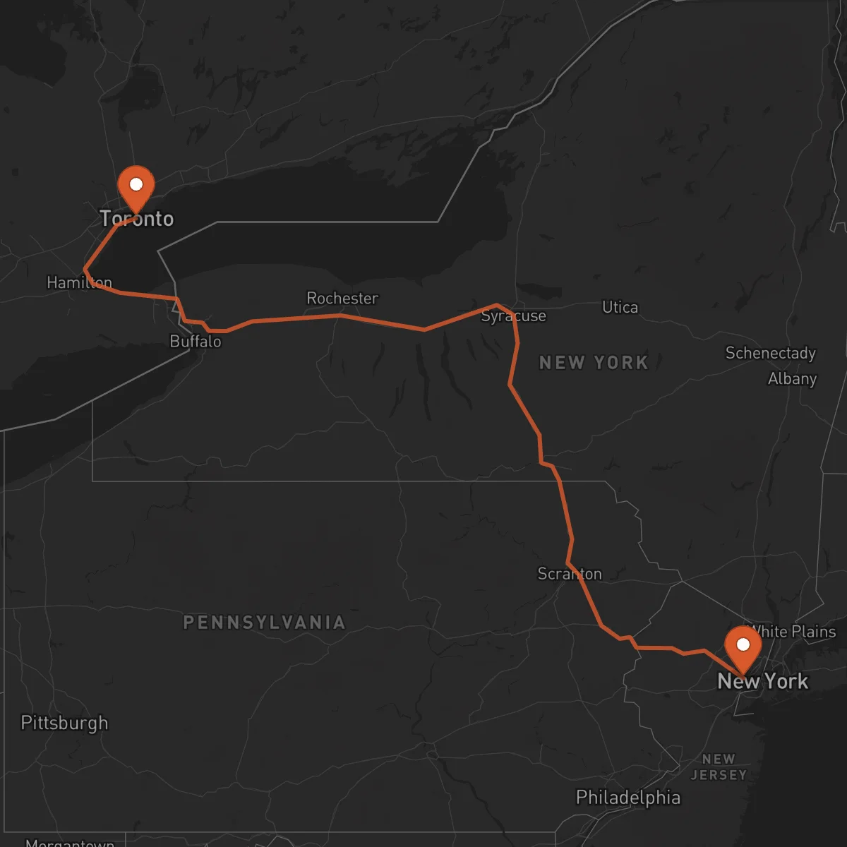 Ruta Newark - Toronto