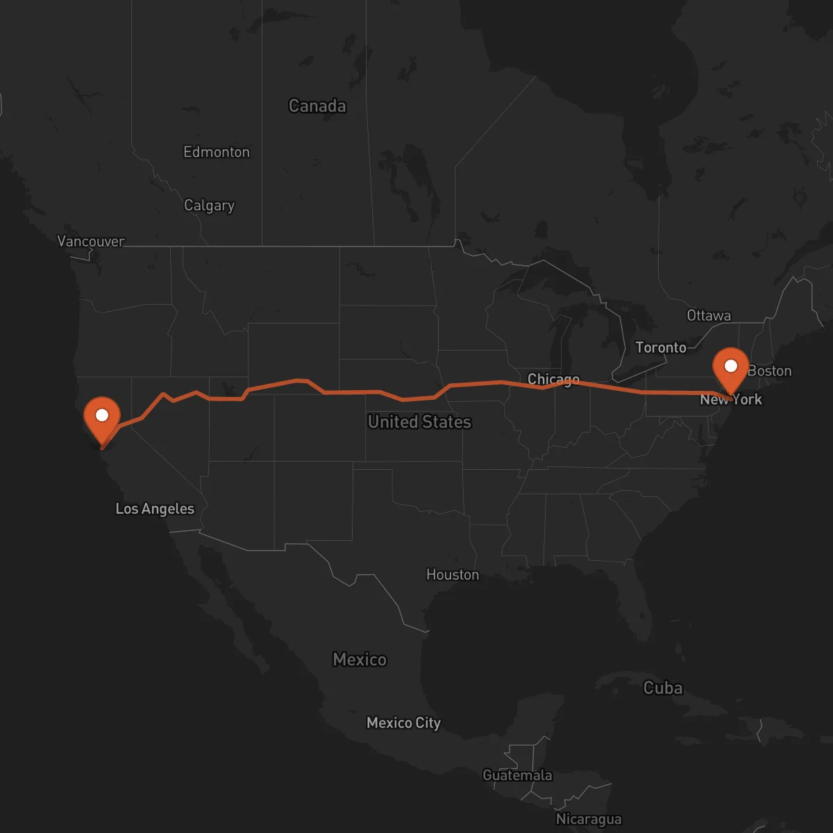 Ruta Oakland - Nueva York