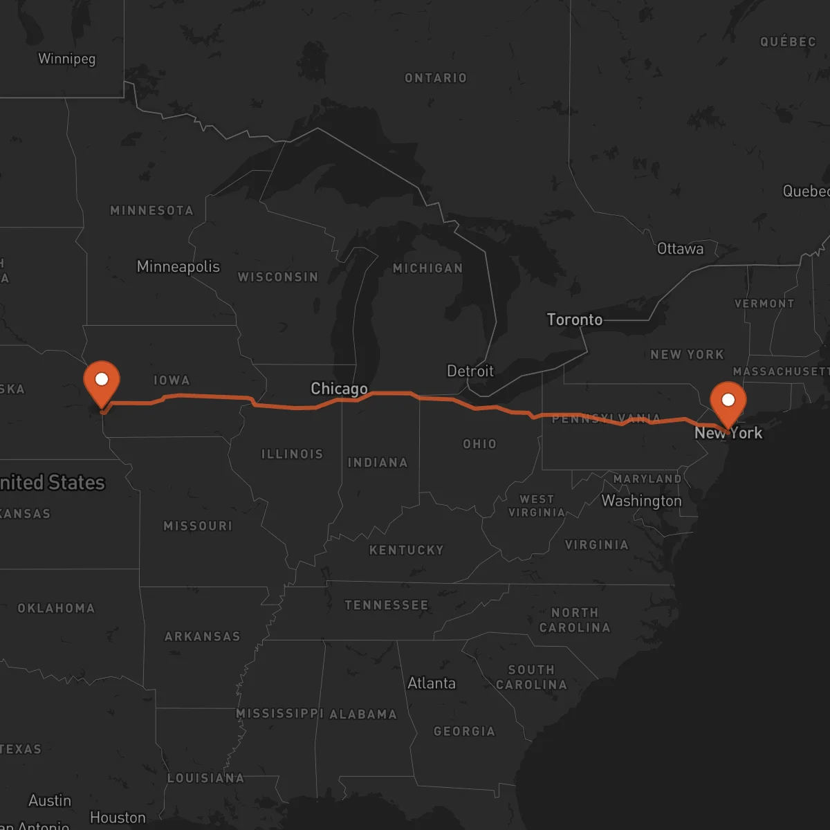 Ruta Omaha - New York