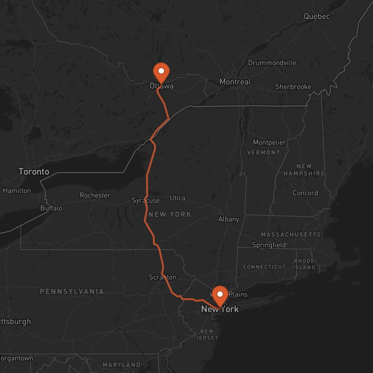 Ruta Ottawa - New York City