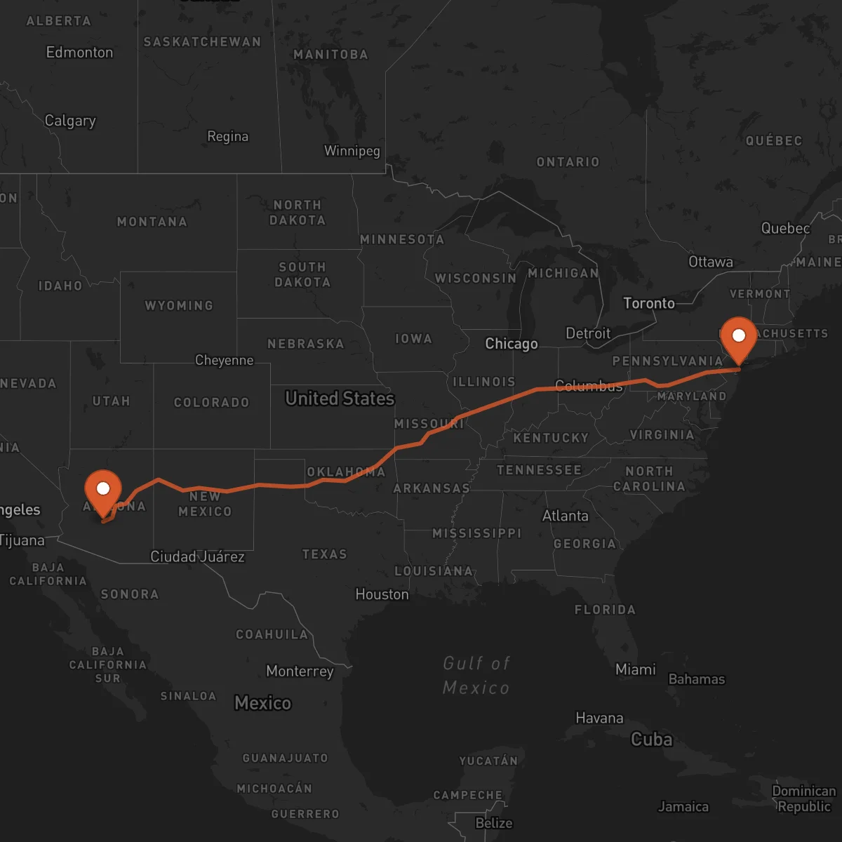 Ruta New York - Phoenix