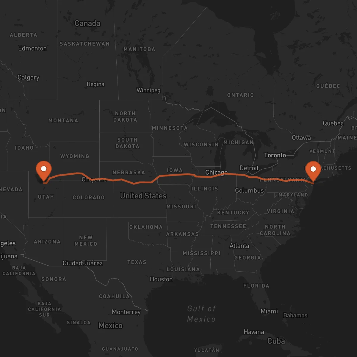 Ruta Nueva York - Salt Lake City