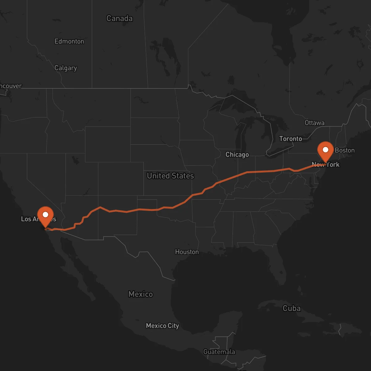 Ruta San Diego - Nueva York