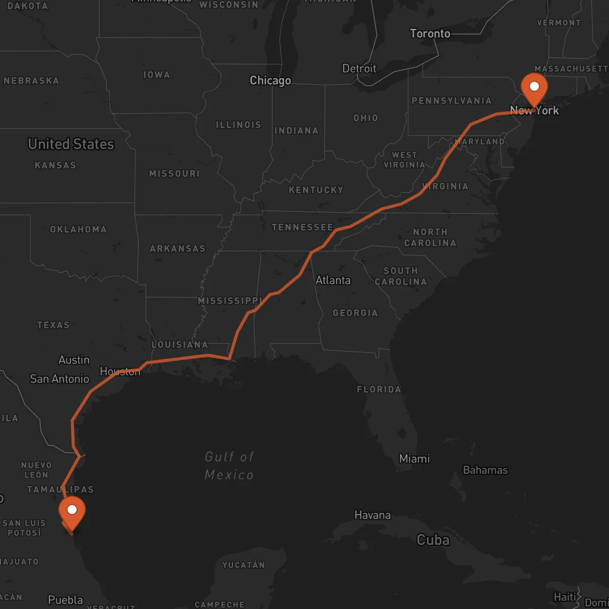 Ruta Tampico - Nueva York