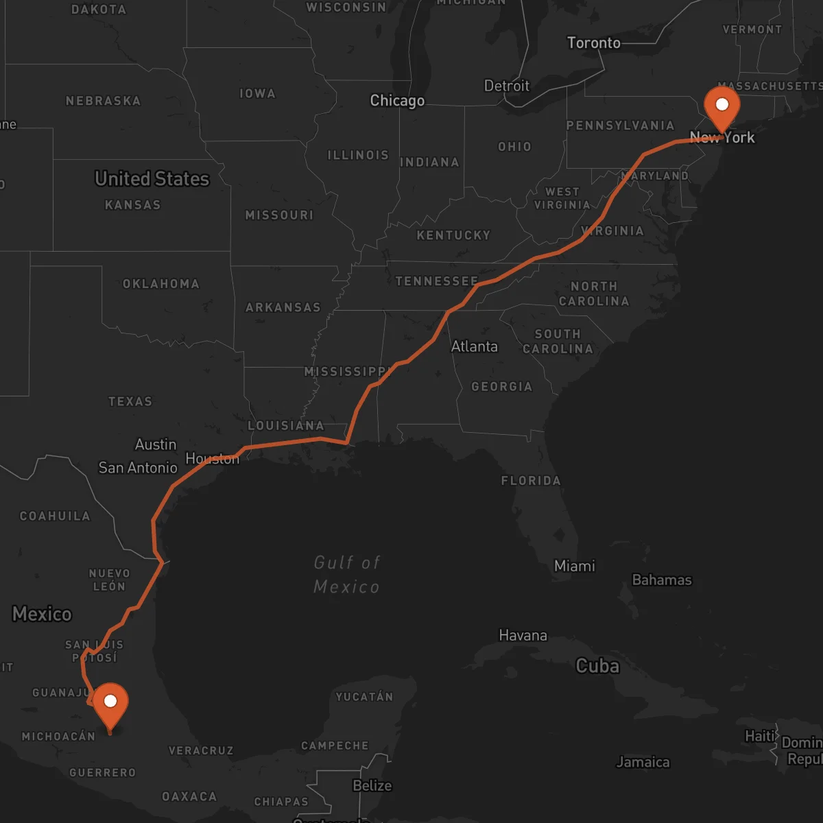 Ruta Toluca - Nueva York