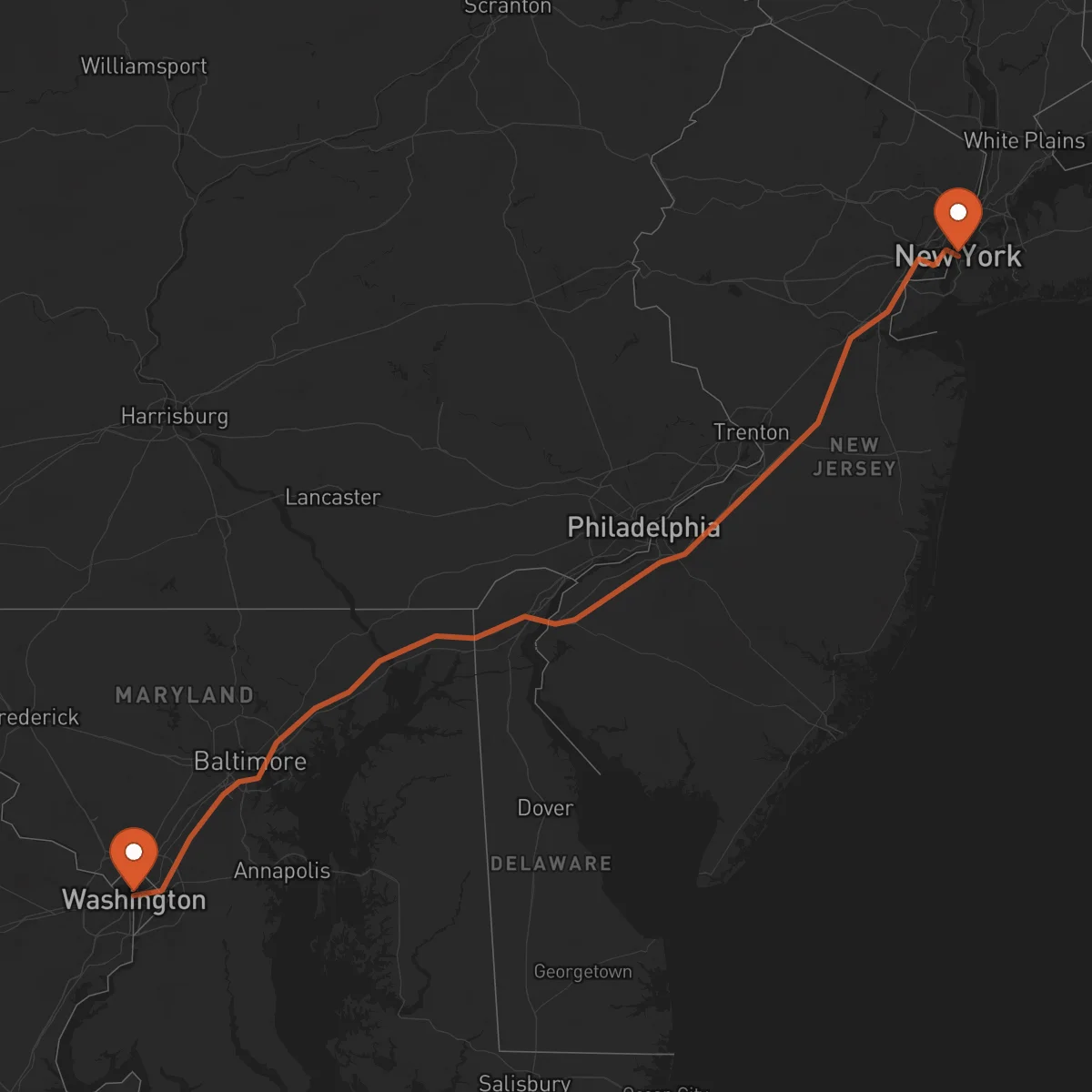 Ruta New York - Washington D.C.