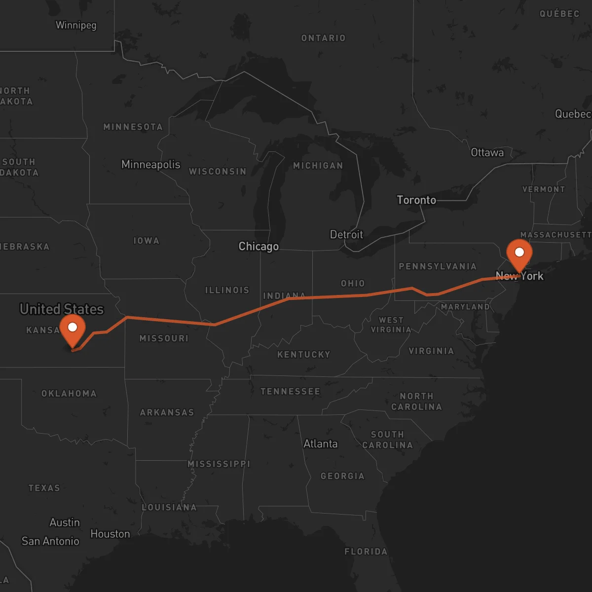 Ruta Wichita - New York