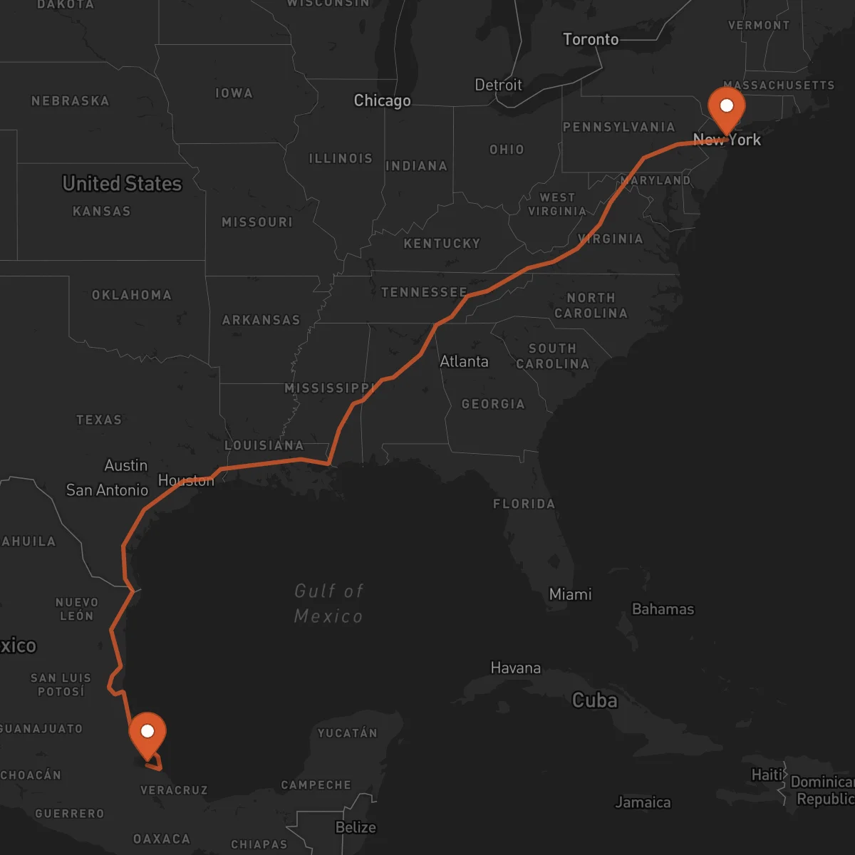 Ruta Xalapa - Nueva York