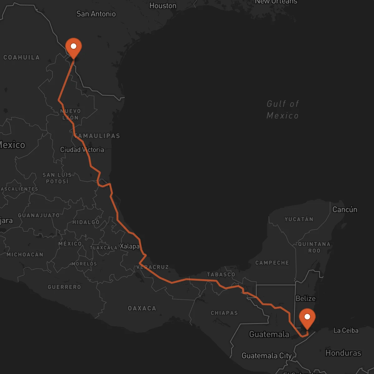 Ruta Puerto Barrios - Nuevo Laredo