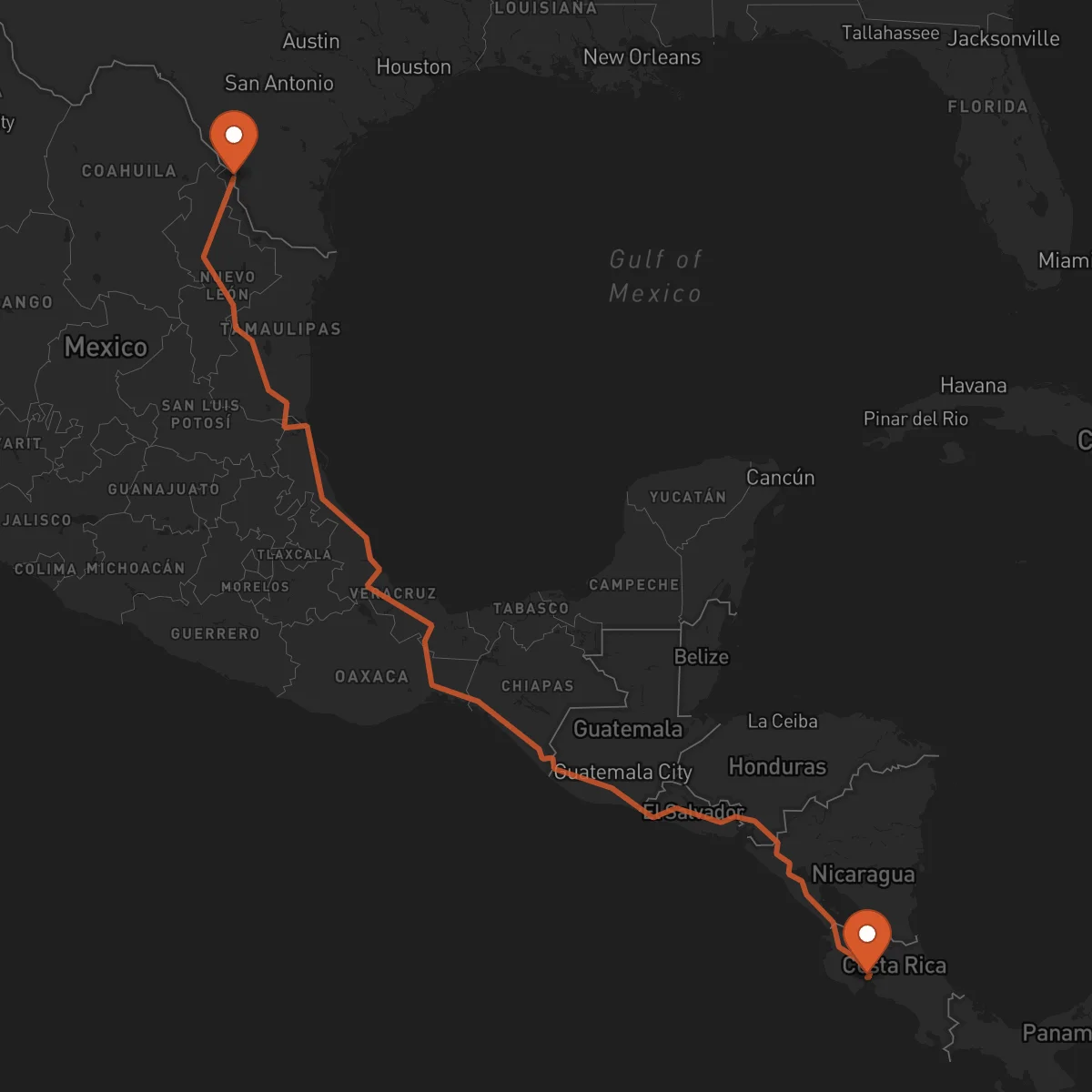 Ruta Nuevo Laredo - Puntarenas