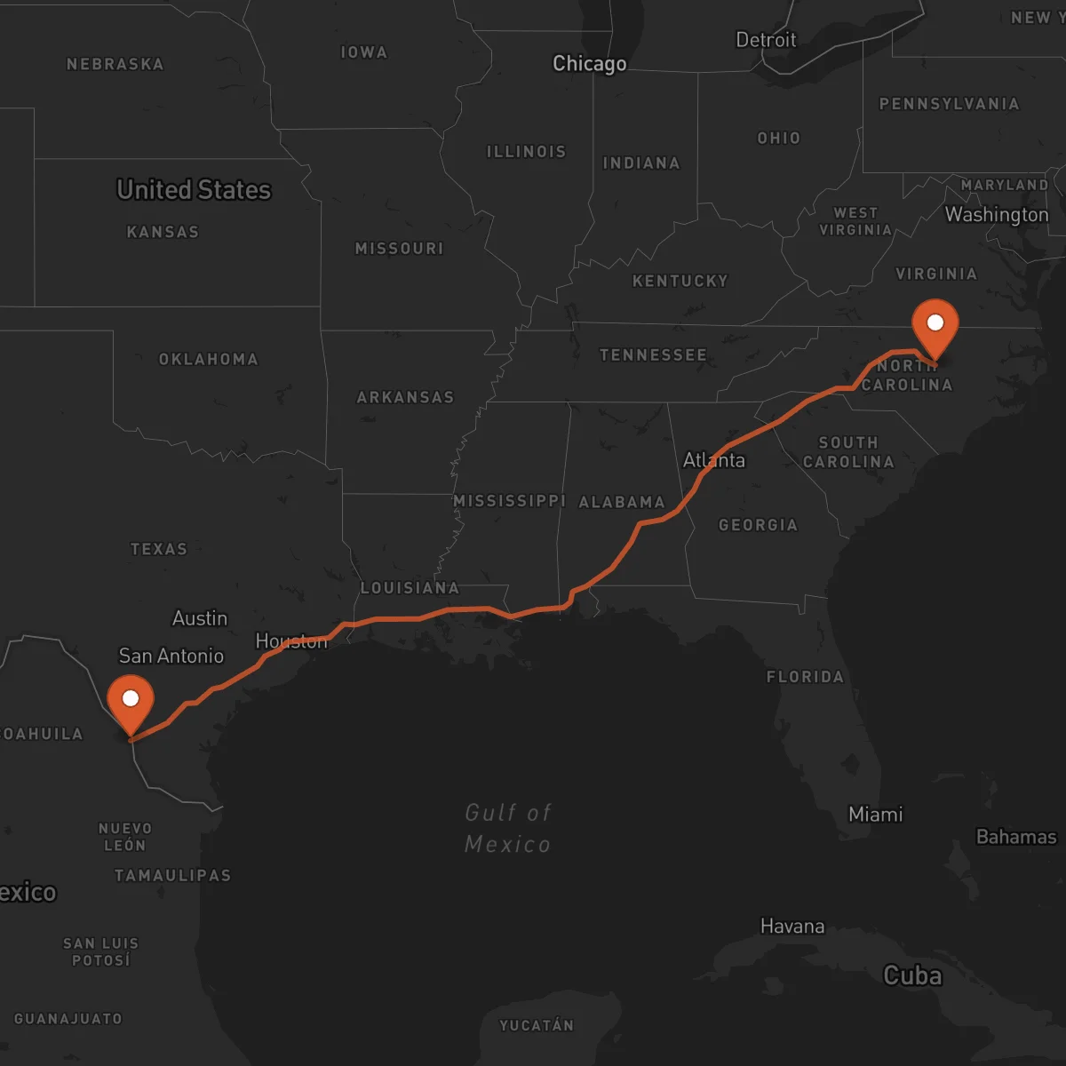 Ruta Raleigh - Nuevo Laredo