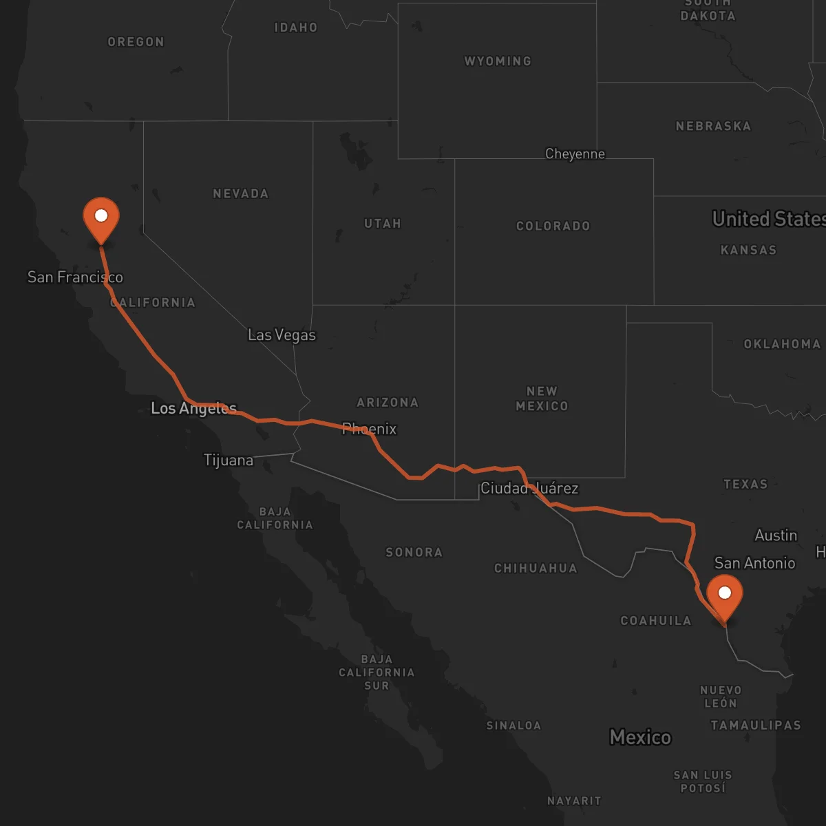Ruta Nuevo Laredo - Sacramento