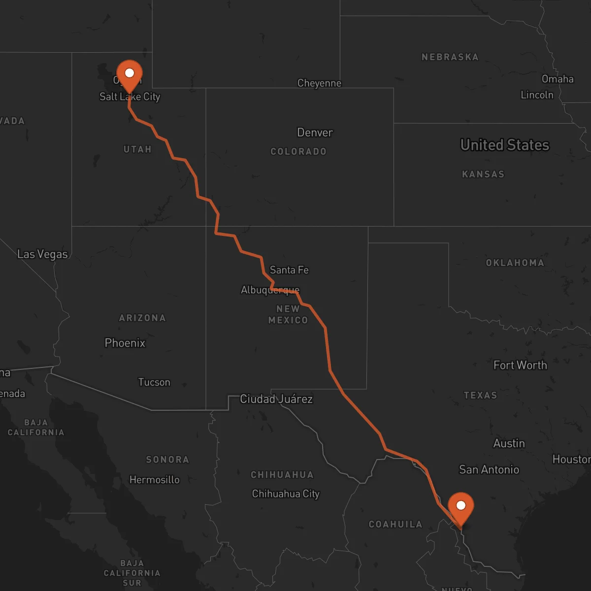 Ruta Nuevo Laredo - Salt Lake City