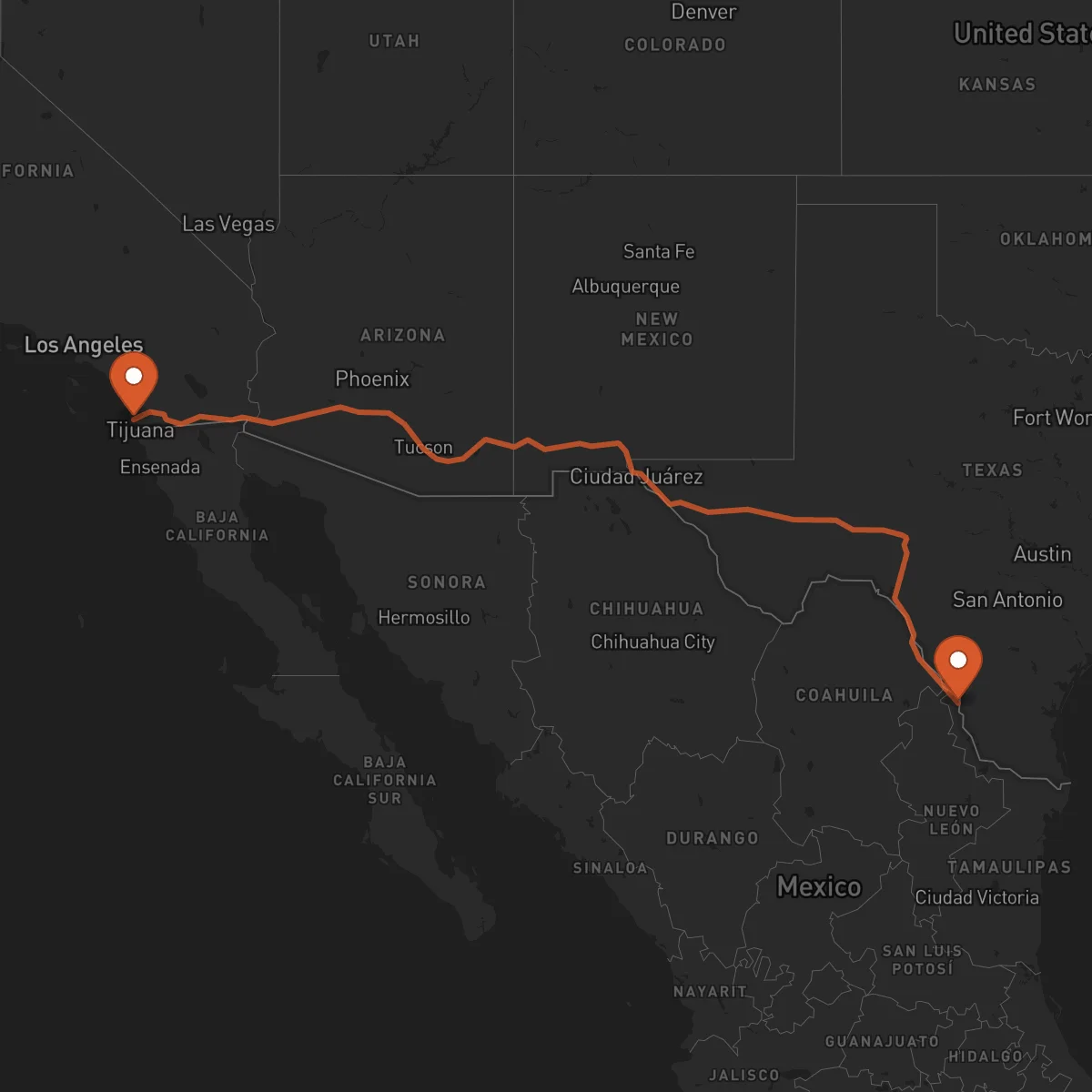 Ruta San Diego - Nuevo Laredo