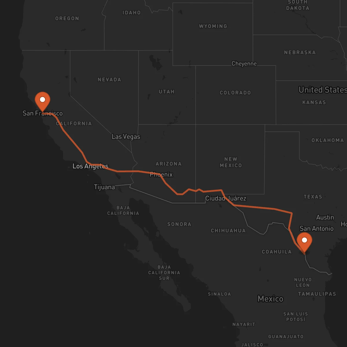 Ruta Nuevo Laredo - San Francisco