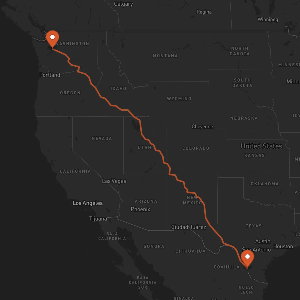 Ruta Nuevo Laredo - Seattle