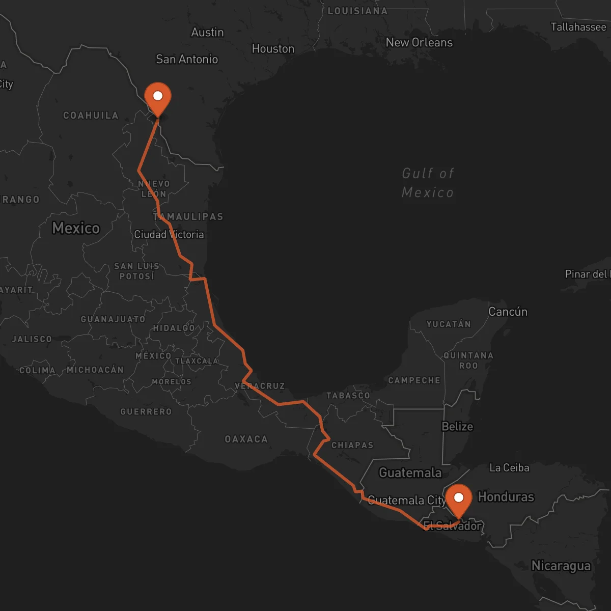 Ruta Nuevo Laredo - Sensuntepeque