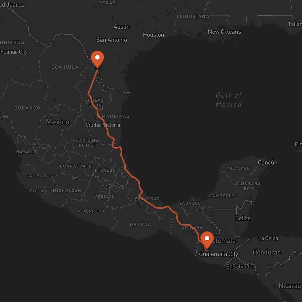 Ruta Totonicapán - Nuevo Laredo