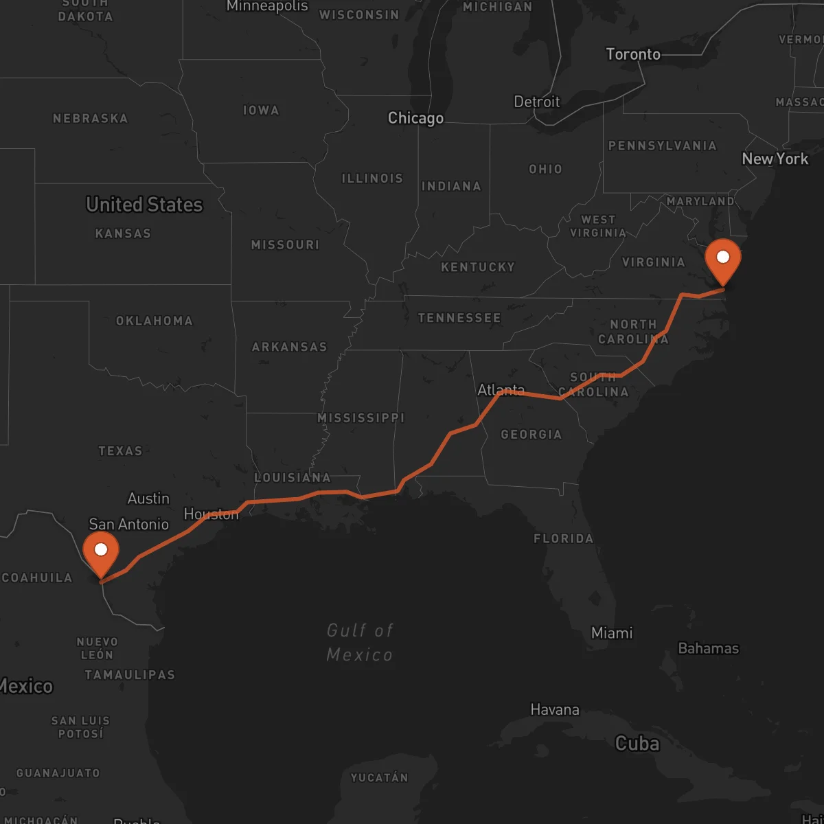 Ruta Nuevo Laredo - Virginia Beach