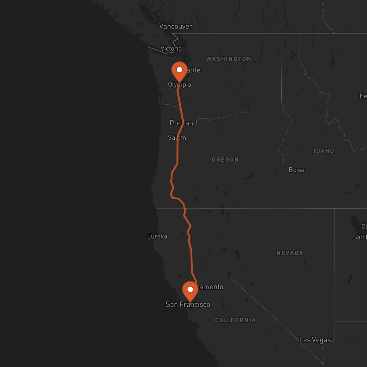Ruta Oakland - Olympia