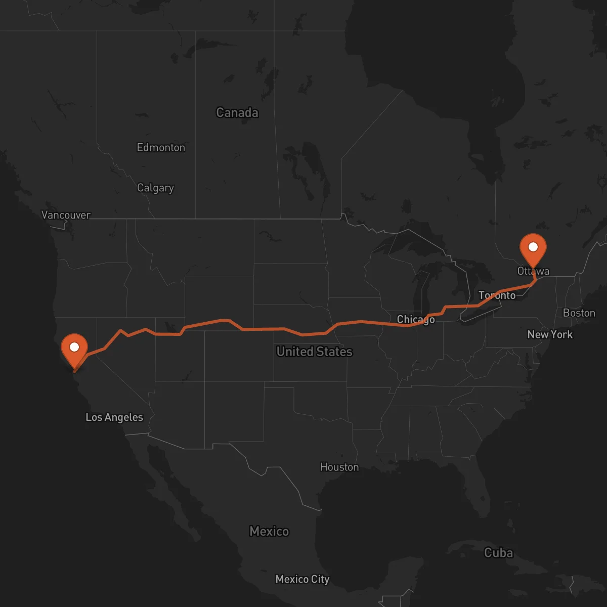 Ruta Oakland - Ottawa